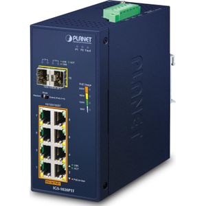 PLANET IGS-1020PTF - Ethernet Switch - 8-Poorts - 10/100/1000T - PoE+