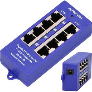 Extralink POE INJECTOR 4 PORT GIGABIT - - 4-poorts Gigabit Ethernet (802.3at (PoE+), 48 W), PoE-injector