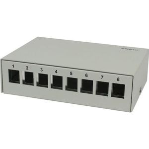 Synergy 21 Opbouw patchpaneel voor keystone module voor 8x TP module metaal lichtgrijs, Server accessoires, Grijs