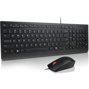 Lenovo Essential Wired Combo Keyboard and Mouse (French 189) (FR, Bedraad), Toetsenbord, Zwart