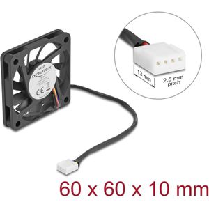 Delock Axiallüfter 12 V DC, 60 x 60 x 10 mm schwarz (60 mm, 1 x), PC ventilator, Zwart