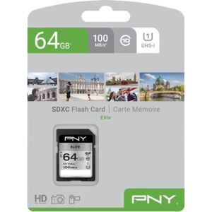 PNY - Elite - Geheugenkaart - Zilver - 64 GB - SDXC - UHS-I