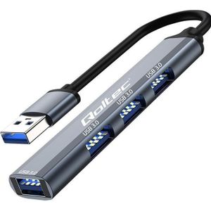 Qoltec - Hub Adapter - USB 3.0 - 4x USB 3.0 - Grijs