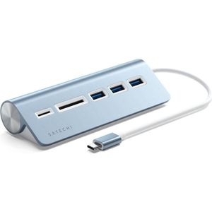 Satechi USB-C Aluminium Hub (USB C), Docking station + USB-hub, Blauw