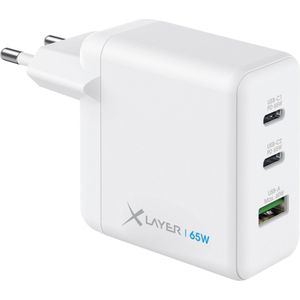 Xlayer Powercharger 65W GaN /OQ4.0 USB-C lader wit (65 W, Snel opladen 4.0, Stroomvoorziening 3.0), USB-lader, Wit
