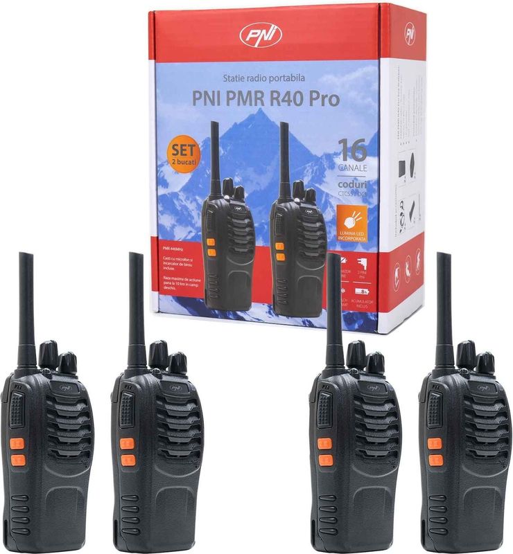 PNI - PMR R40 Pro - Portofoon - Set van 4 - Draagbaar - 0,5 W