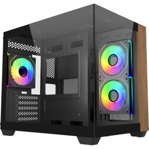 Cooler Master CoolerMaster Geh Elite 481 Wood Black (mATX, ITX), PC-behuizing, Zwart