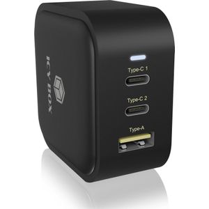 Icy Box Voedingseenheid 65 W IB-PS103-PD (65 W, Snel opladen 3.0), USB-lader, Zwart