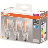 Lampen - Peervormig - Helder Glas - 3 Stuks - 806 Lumen - A++