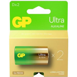 GP Batteries Ultra Alkalinebatterij D Mono 1,5V Blister van 2 (2 Pcs., D), Batterijen