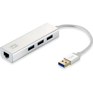 LevelOne USB-0503 (USB-A, 3 ports), Docking station + USB-hub, Zilver