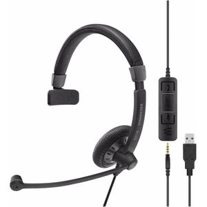 EPOS SENNHEISER SC 45 USB MS enkelzijdige bedrade headset met zowel jack- als USB-aansluiting (Bedraad, USB-A), Kantoorheadset, Zwart
