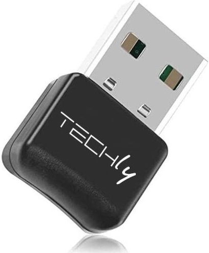 Techly USB dongle adapter Bluetooth 5.0 klasse 2 + EDR (Zender en ontvanger), Bluetooth audio-adapters, Zwart