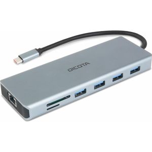 Dicota USB-C 13-IN-1 DOCKINGSTATION (USB C), Docking station + USB-hub, Zilver