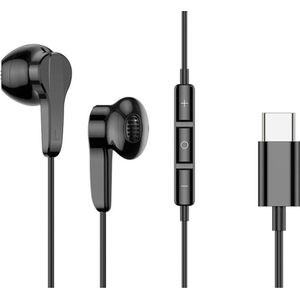 PowerGuard USB-C Headset In-Ear Kopfhörer mit Mikrofon & Lautstärkeregler (Bedraad), Koptelefoon, Zwart