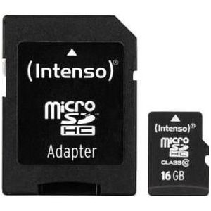 Intenso DUPLICAAT GEHEUGEN MICRO SDHC 16GB C10/W/ADAPTER 3413470 (16 GB, microSDHC), Geheugenkaart