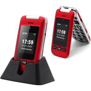 Sponge Artfone C10 Flip Senior Telefoon (1.80", 0.30 Mpx), Sleutel mobiele telefoon, Rood