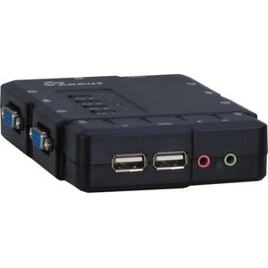Intertech 4-poorts KVM-schakelaar, VGA USB, KVM schakelaars, Zwart