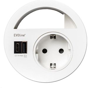 Evoline, Stopcontacten, Circle80 Inbouwstopcontact met USB-oplader A/C, wit
