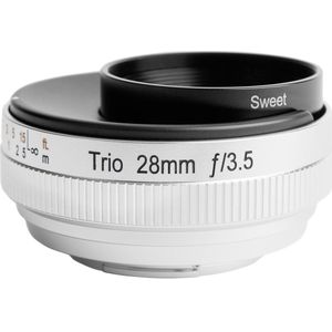 Lensbaby Trio 28 Fuji X (Fujifilm X, Volledig formaat, APS-C / DX, Micro Vier Derde), Objectief, Zilver