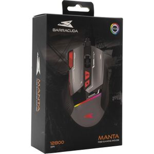 Baracuda Gamingmuis MANTA, 8D, 12800 dpi, Grijs (BGM-047) (Bedraad), Muis, Grijs