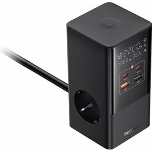 Baseus PowerCombo Digitale PowerStrip (35 W), USB-lader, Zwart