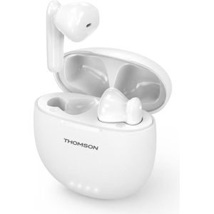 Thomson WEAR77032W Bluetooth koptelefoon, oordopjes, TWS, microfoon, wit (5 h, Draadloze), Koptelefoon, Wit