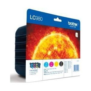 Brother LC980 Pack inktcartridge 4 stuk(s) Origineel Normaal rendement Zwart, Cyaan, Magenta, Geel