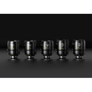 Dzofilm Arles 5-Lens Kit 14/21/40/135/180mm FF/VV Prime Cine Lens voor PL (metrisch) (PL, Volledig formaat), Objectief, Zwart