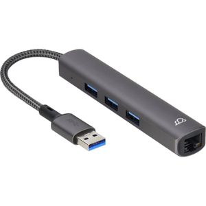 Bluecloud USB-A Hub and Gigabit Ethernet, 4 ports (USB-A, 4 ports), Docking station + USB-hub
