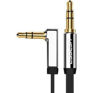 2 Meter – Zwart - Mannetje naar Mannetje - Premium 3.5mm haaks audiokabel Ultra Plat