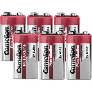 Camelion 9 V blokbatterij alkali-mang (6 Pcs., 9V, 700 mAh), Batterijen