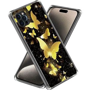 Cover-Discount iPhone 15 Pro - Beschermhoesje voor mobiele telefoon IMD vlinder goud (iPhone 15 Pro), Smartphonehoes, Goud