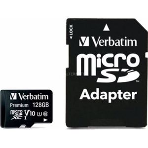 Verbatim Micro SDXC Kaart Klasse 10 (microSDXC, 128 GB, U1, UHS-I), Geheugenkaart, Zwart