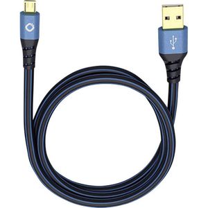 Oehlbach USB Plus Micro USB 2.0 [1x USB-A 2.0 Stekker - 1x Micro-USB 2.0 B Stekker] 5.00 M Blauw Vergulde Steekcontacte
