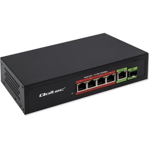 Qoltec - Ethernet PoE Switch - 4 PoE Poorten - Metalen Behuizing