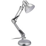 Relaxdays bureaulamp - tafellamp - E27-fitting - nachtlamp - kantelbaar - metaal - zilver