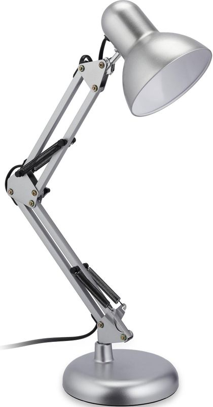 Relaxdays bureaulamp - tafellamp - E27-fitting - nachtlamp - kantelbaar - metaal - zilver
