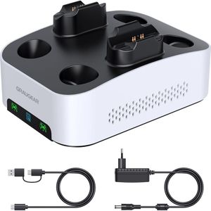 Graugear Behuizing voor harde schijven voor games. USB-C w. Dubbel oplaadstation PS5 (PS5), Accessoires voor spelcomputers, Wit, Zwart
