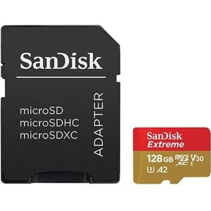 SANDISK Extreem (128 GB, microSDHC, microSD, microSDXC, U3, UHS-I), Geheugenkaart