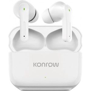 Konrow KTWSBT - Bluetooth Headset (10m, Wit, Versie 5.2) - Originele verpakking (Draadloze), Koptelefoon, Wit