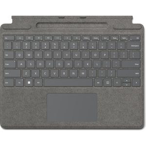Microsoft Surface Pro Signature Keyboard Platinum Cover port AZERTY Frans (FR, Microsoft Surface Pro X, Microsoft Surface Pro 8), Tablet toetsenbord, Grijs