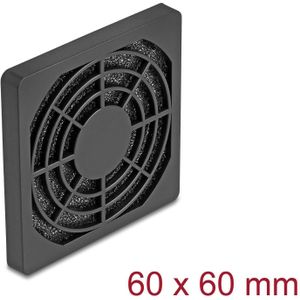 Delock Lüftergitter mit Staubfilter 60 x 60 mm schwarz, PC ventilator accessoires, Zwart