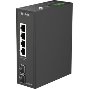 D-Link 6-Port Gigabit Industrial (6 ports), Netwerkschakelaar, Zwart