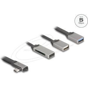 Delock - 2 Port USB Hub - Grijs - Inclusief SD en Micro SD Card Reader