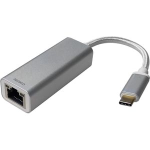 Deltaco USB-C netwerkadapter 2,5G, aluminium (USB-C, RJ45/LAN (1x)), Netwerkadapter, Grijs