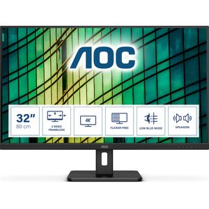 AOC U32E2N (3840 x 2160 Pixels, 32""), Monitor, Zwart