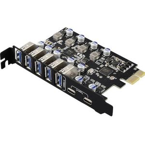 Renkforce - RF-6613198 - Controllerkaart - USB 3.2 Gen 1 - 5 USB-A - 2 USB-C