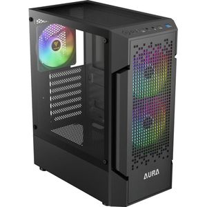 Gamdias Aura GC7 aRGB black case (ATX, Mini-ITX, mATX), PC-behuizing, Zwart