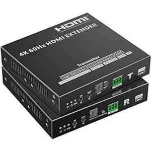 PremiumCord Professional Uncompressed 4K HDMI 2.0 Extender via 10G LAN for 80m, UHD 2160p 60Hz, HDCP 2.2, HDR10, Schakeldoos